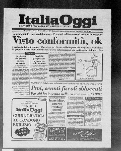 Italia oggi : quotidiano di economia finanza e politica